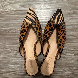SCHUTZ Leopard and Zebra Print Flats